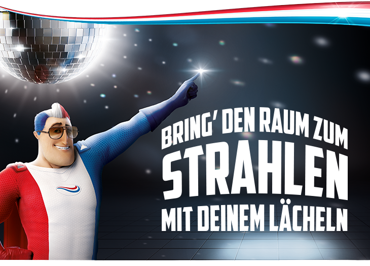Bring Dein Laecheln zum Leuchten fuer einen bis zu 3x staerkeren Whitening Effek**im Vergleich zu einer normalen Zahncreme Bring Dein Laecheln zum Leuchten fuer einen bis zu 3x staerkeren Whitening Effek**im Vergleich zu einer normalen Zahncreme